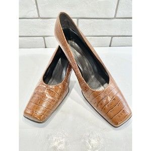 Studio Life Stride Women’s Brown Faux Snake Skin Square Toe Pump Size 9.5M